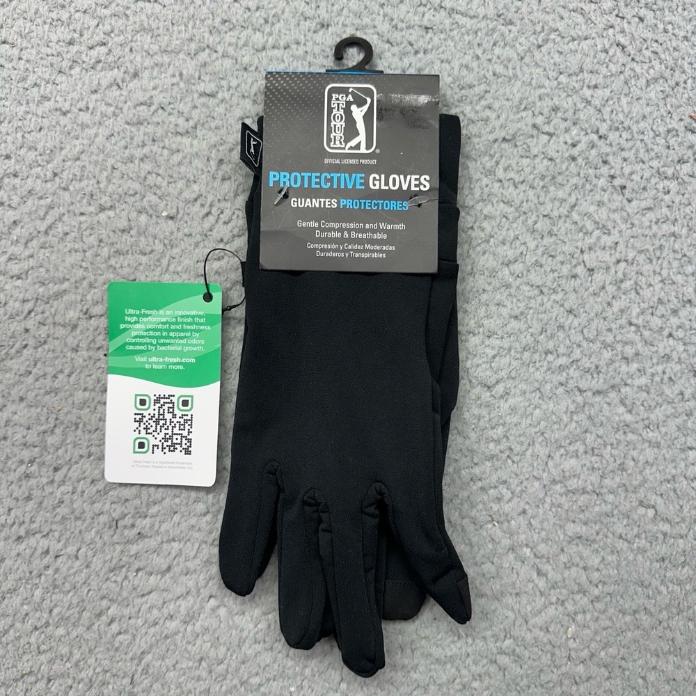 NWT PGA TOUR AVASA029DS Mens Size S/M Caviar Black Protective Compression Gloves